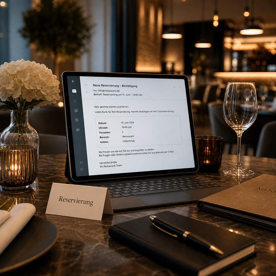 Laptop mit E-Mail-Reservierung